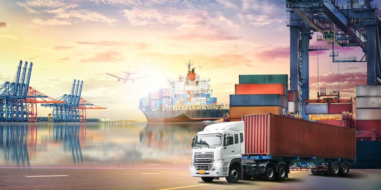 Nền Tảng Logistics Thế Giới Hoặc Ngành Vận Tải Hoặc Kinh Doanh Vận Tải Biển  Vận Chuyển Hàng Hóa Container Giao Hàng Xe Tải Máy Bay Khái Niệm Xuất Khẩu  Nhập Khẩu